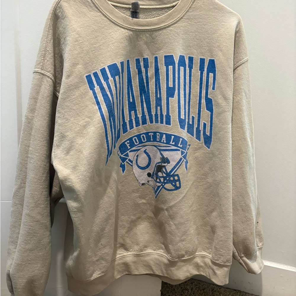 Gildan Indianapolis Colts Football Beige Crewneck Sweater